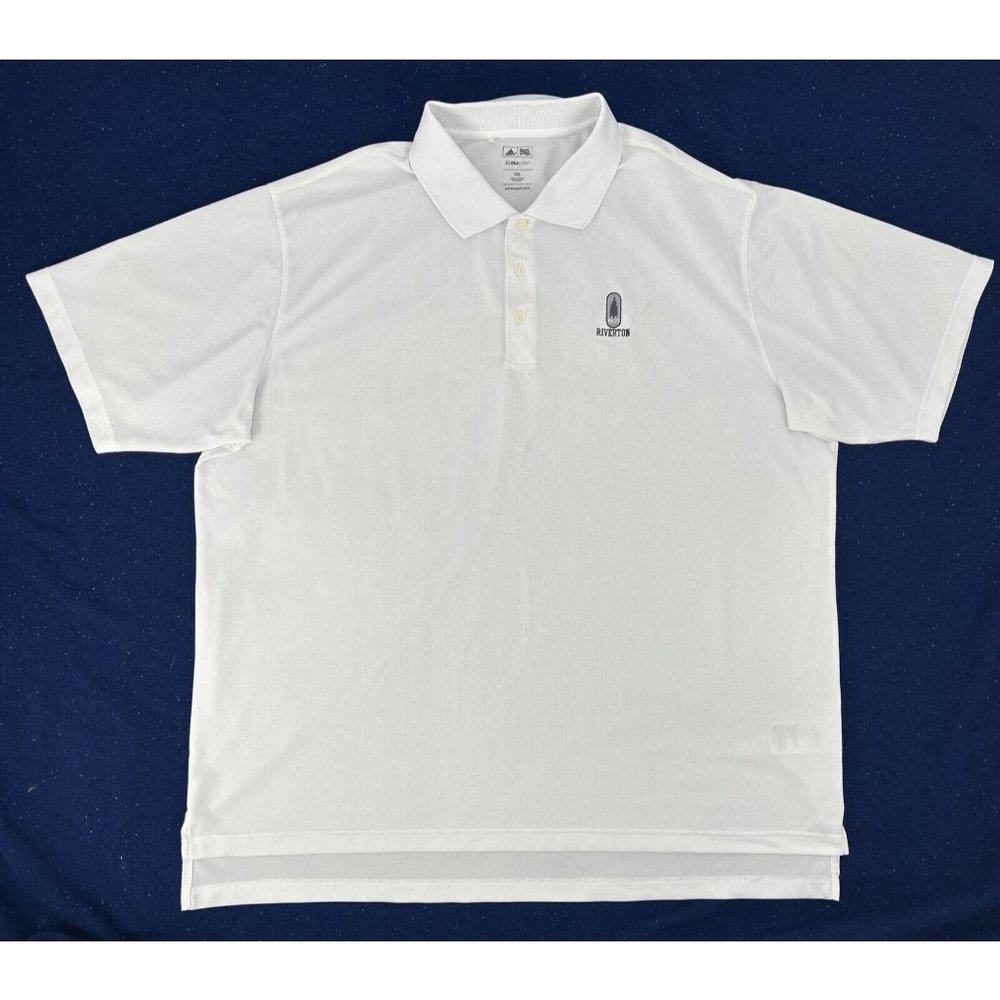 Men adidas Golf Climalite ShortSleeve Polo Shirt White 2XL Riverton Country Club